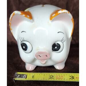 Vintage Brinn's Pittsburg MCM hand painted Piggy Bank with stopper